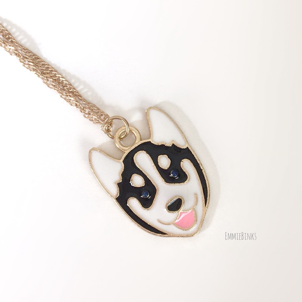New ‘Puppy Love’ Siberian Husky Puppy Dog Pendant Necklace / Gold Plated Pup - Picture 11 of 13